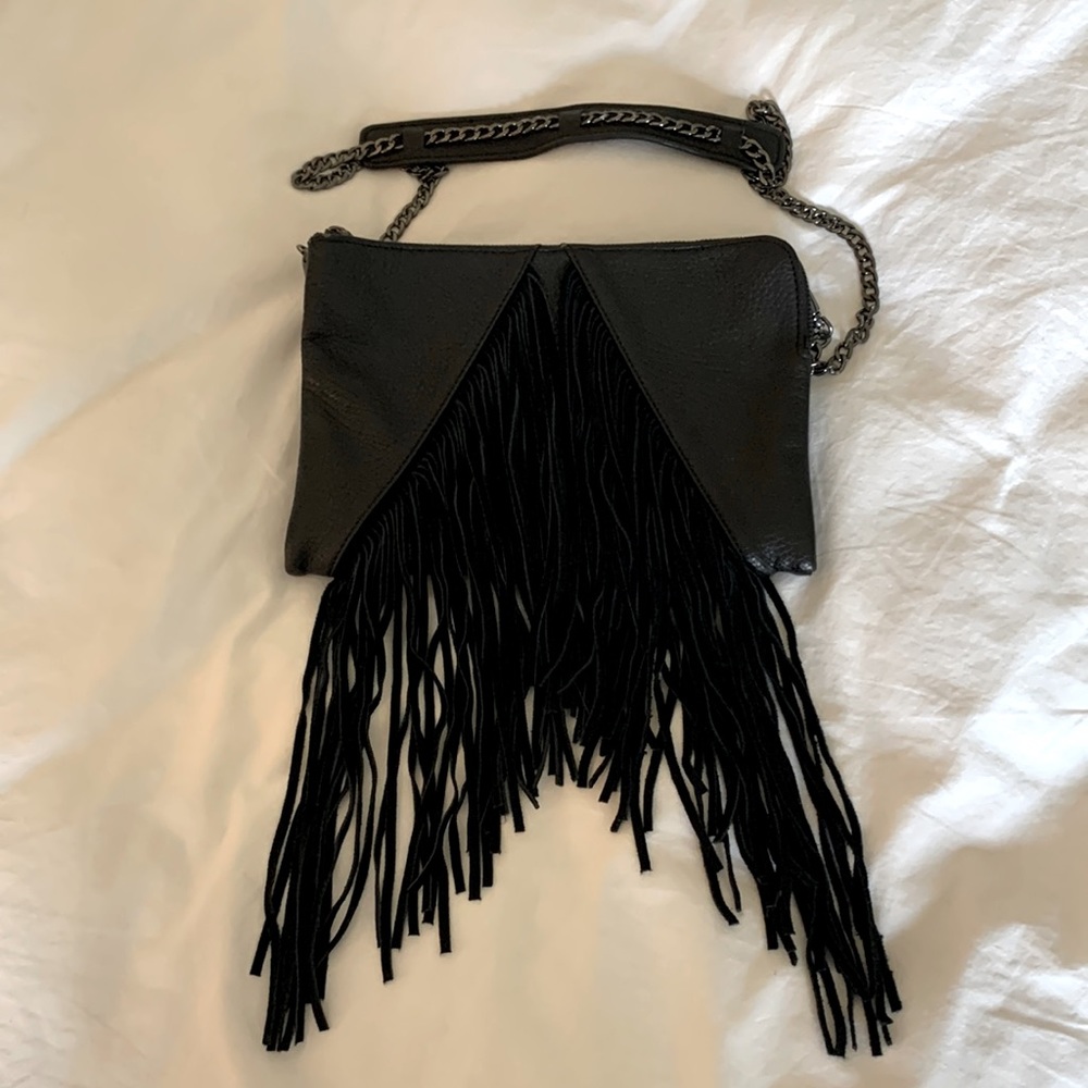 Topshop leather fringe purse